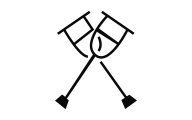 Crossed crutches health vector illustration support medical equipment symbol