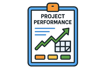 Business project performance board report with growth chart illustration  
