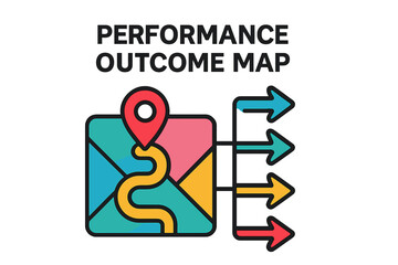 Performance outcome map illustration with directional arrows and icon  