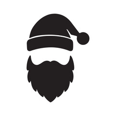 Festive Santa Claus Silhouette Christmas Icon with Hat and Beard, Holiday Illustration, Festive Design