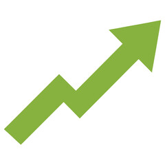 Green arrow up on white background symbol of business success and financial growth concept design vector illustration