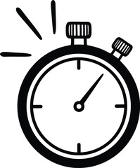 Stopwatch vector icon illustrating time measurement, countdown, deadline, and urgency concept in a minimalist black and white design.