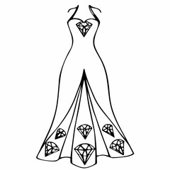 Elegant diamond embellished evening gown sketch