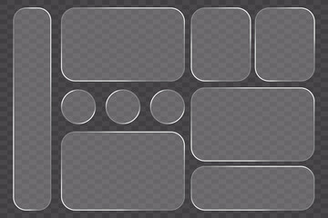 Minimal Glassmorphism Interface Layout with Circular and Rectangular Frosted UI Elements for Modern Designs