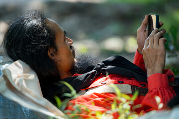 Cowboys relax in the warm, natural outdoor setting