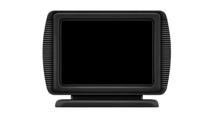 Old television with black screen retro style isolated on transparency background vintage electronic device nostalgic mood classic design ribbed sides front view technology history collectible item