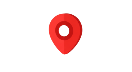 Red map pointer PNG isolated on transparent background, location pin icon for navigation and travel apps