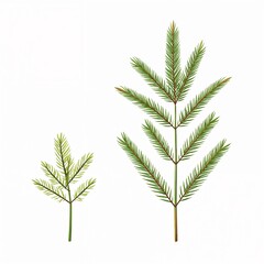 Fototapeta premium Stylized green evergreen sprigs, winter holiday nature element