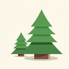 Fototapeta premium Stylized green fir trees illustration, simple flat graphic design