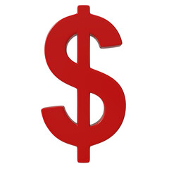 Bold red dollar sign symbol representing wealth and finance in a modern context