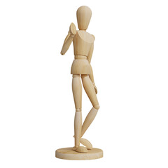 Wooden artist mannequin in a dynamic pose showcasing body proportions and movement for creative art projects
