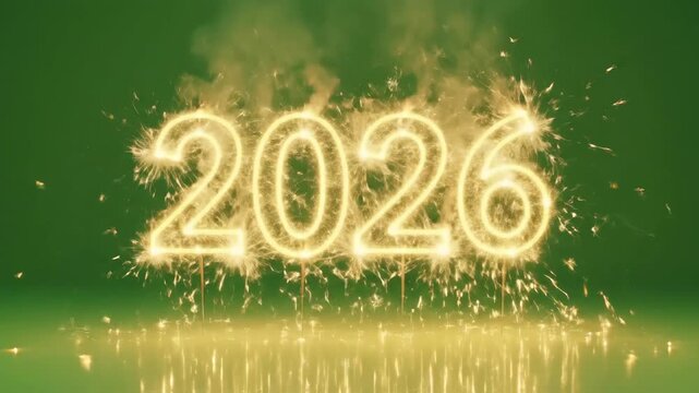 Illuminated 2026 Numbers with Sparkling Gold Effect