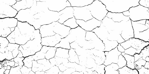 black and white dust and cracked concrete wall Texture pattern design element white background.
