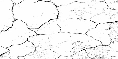 black and white dust and cracked concrete wall Texture pattern design element white background.
