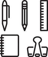 Vector set of paper icons with office tools