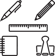 Vector set of office tools and icons in 3D style
