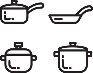 Set of kitchen utensils vector illustration with kettle teapot pot and pans
