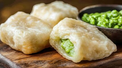 Close up of delicious British fish and chips with side of peas