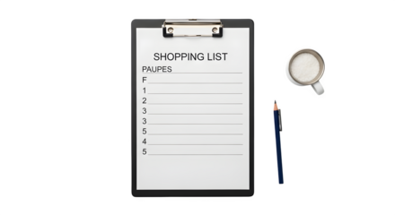 Clipboard with notepad pen and magnifying glass isolated on transparent background