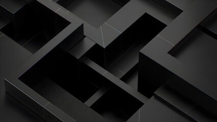 Modern dark abstract geometric pattern of interlocking 3d shapes