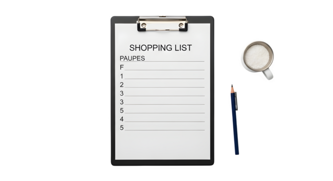 Clipboard with notepad pen and magnifying glass isolated on transparent background