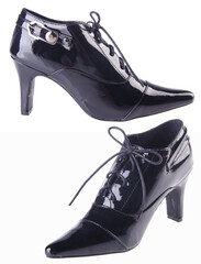 pair of fashion shoes made with leather