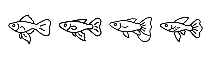 Drawing of goldfish vector illustration, cute fish clip art, aquarium fish, pet fish drawing