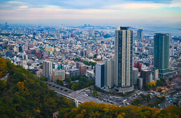 Fototapeta premium 空から見る日本の神戸の街並み