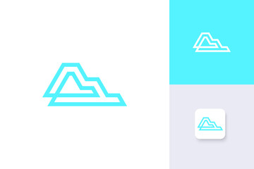minimalist mountain logo design illustration vector template
