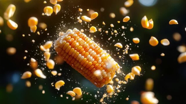 Video A corn on the cob falls through the air in slow motion