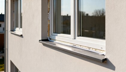 Medium shot showing the precise alignment and sealing of energyefficient windows to prevent air leaks and maximize thermal performance in residential buildings