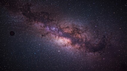 Fototapeta premium Milky Way galaxy in the night sky with countless stars and cosmic dust, awe-inspiring view of space and cosmos.