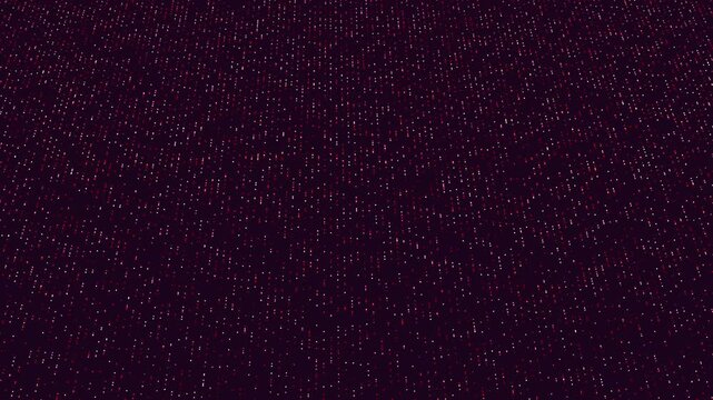 An intricate grid pattern of evenly spaced small red dots against a dark background creates a unique and textured visual effect in this image