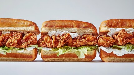 Crispy Fried Chicken Sandwich on a White Background
