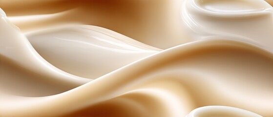 Fototapeta premium Swirling cream texture creates an abstract backdrop for cosmetic product design in high resolution, showcasing smooth white shea butter or mayonnaise