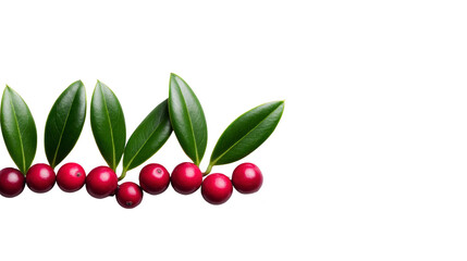 Obraz premium Red berry with green leaf, isolated on transparency background, fresh and vibrant, perfect for food, nature, or botanical themes, conveying sense of natural beauty and health