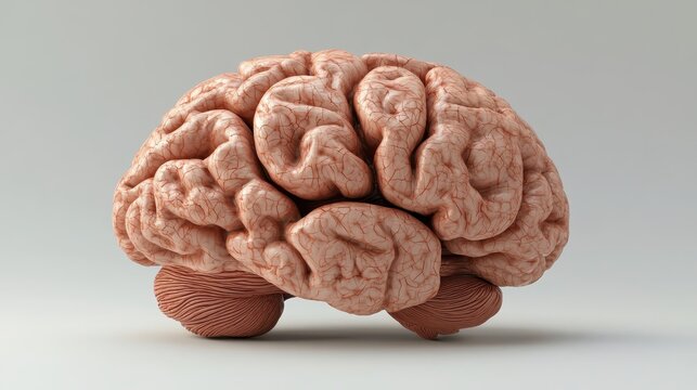 Detailed 3D model of a human brain for anatomical study