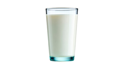 Glass of fresh milk in clear tall glass, isolated on transparency background, healthy dairy beverage, nutritious and refreshing drink for breakfast or snack