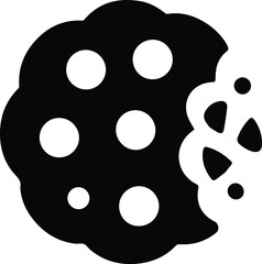 Fototapeta premium Minimalist black chocolate chip cookie dessert silhouette vector icon