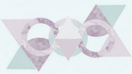 Pastel geometric shapes background with circles and triangles for modern design projects