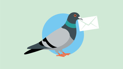 A pigeon delivers a letter in its beak, symbolizing old-fashioned communication and delivery services.
