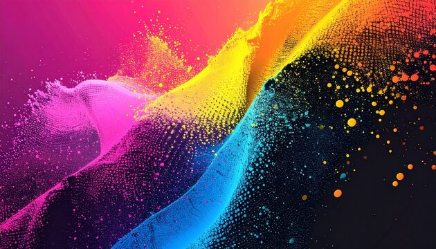 Abstract CMYK color mode structure in form of gradient with color halftone filter. Background for poster for graphic design learners.
