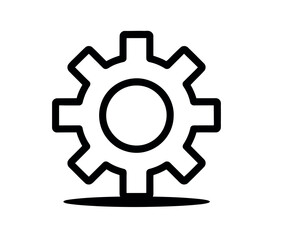 A simple line drawing of a gear symbol, representing industry and mechanical processes.