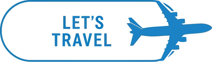 Blue airplane icon flying out of a rounded 