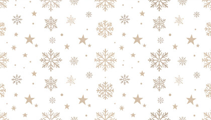 flat holiday pattern background with simple snowflakes and stars