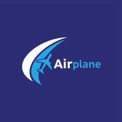 Modern stylized airplane logo design featuring an aircraft icon and text, representing global air travel, cargo, and fast delivery services.