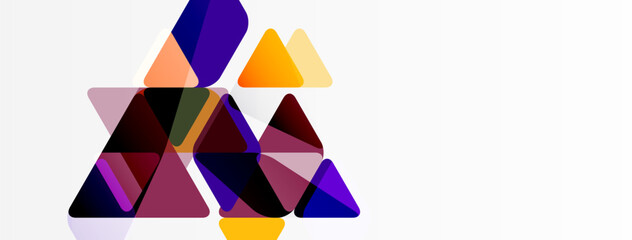 Abstract geometric shapes overlap, creating dynamic composition. Various colors blend, forming modern visual design.