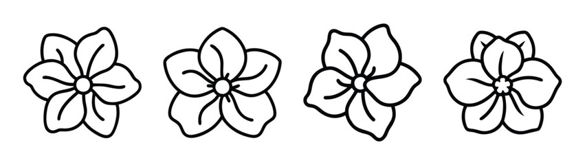 Black and white flower line art illustration for coloring pages and floral design projects element vector