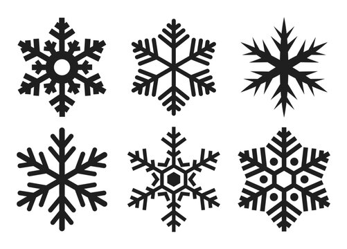 Snow flake vector icon set, snowflake shapes