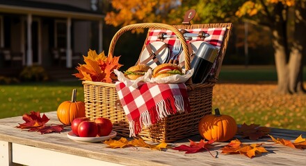 Autumn Picnic Basket for Seasonal Promotions